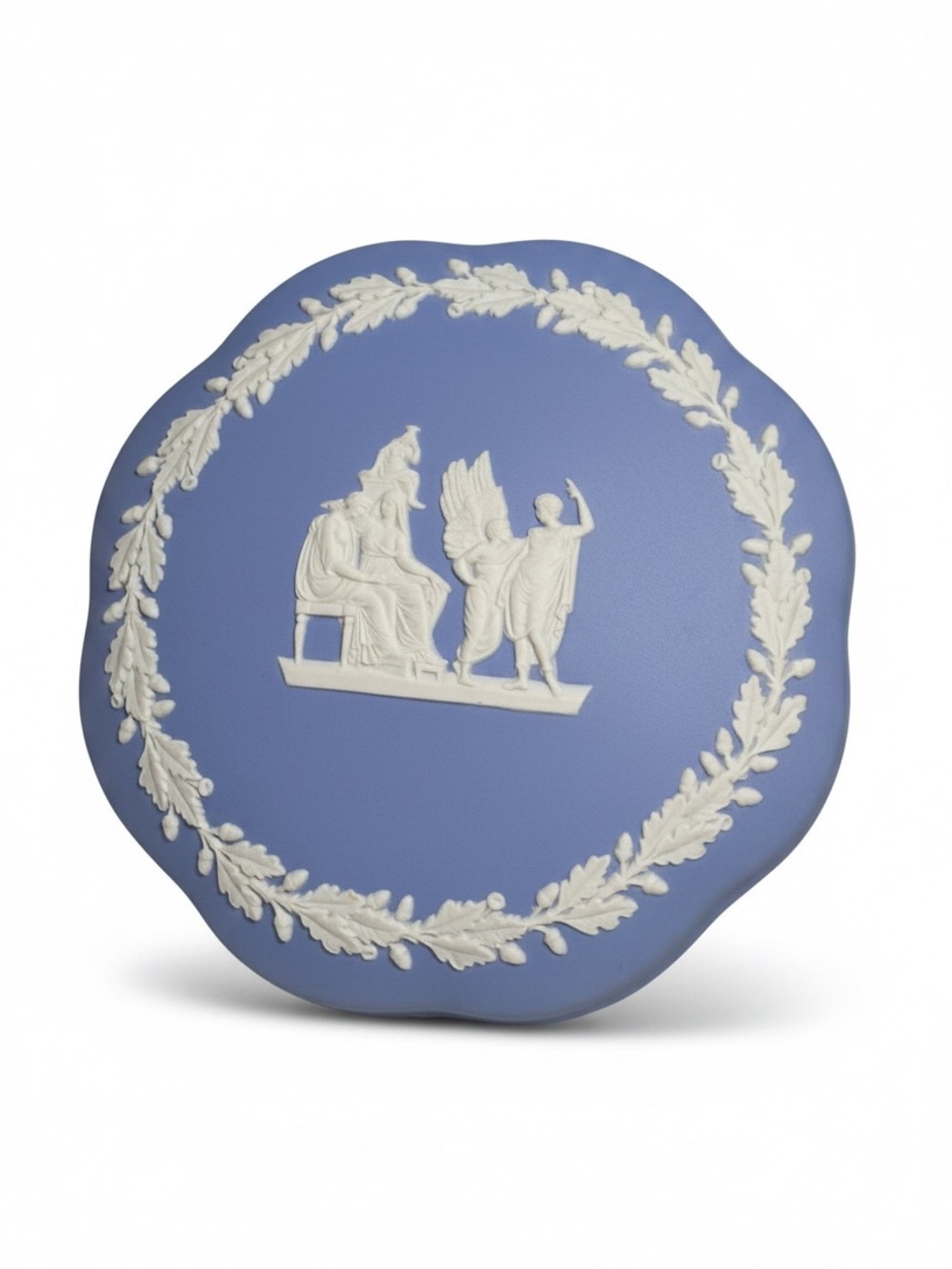 Vintage Blue Jasperware Trinket Box | Classical Relief Jewelry Casket